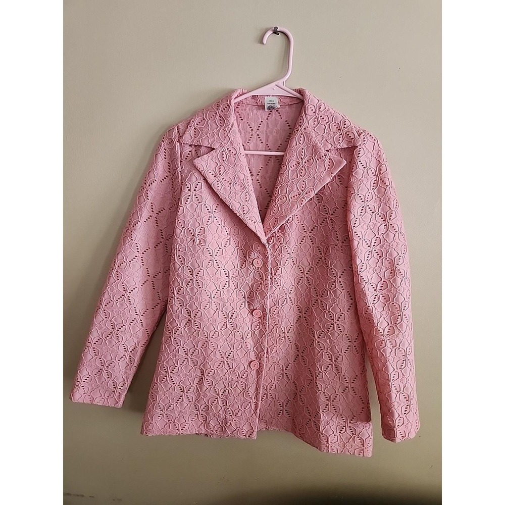 90s Pink Lace Button-Front Women's Jacket